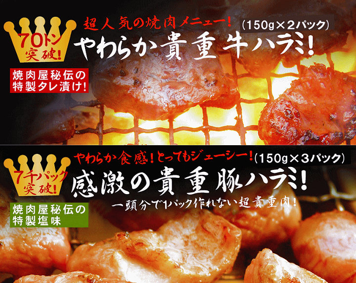 牛・豚の「やわらか貴重ハラミセット」ペアでプレゼント！